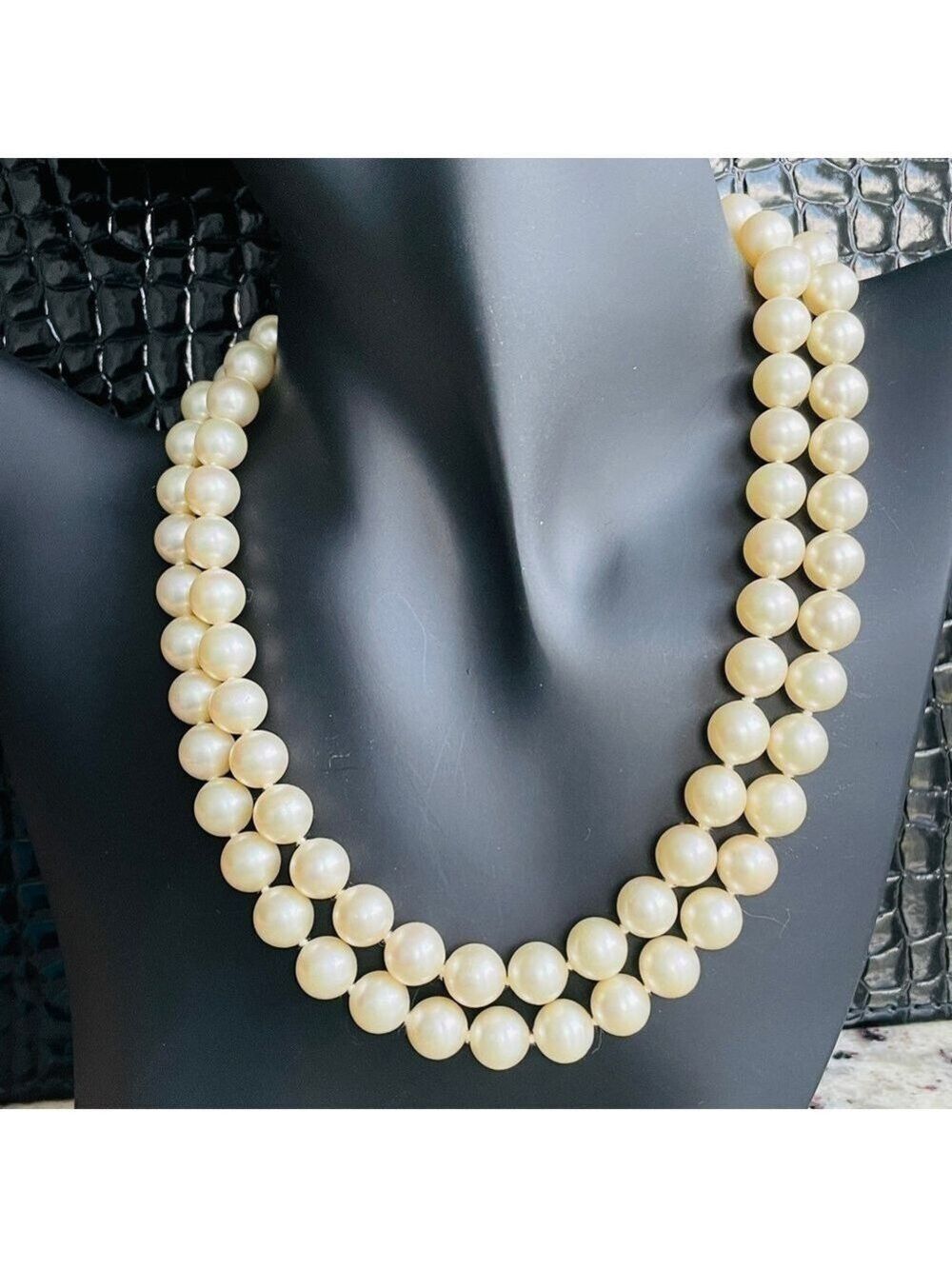 Vintage Fantasia By DeSerio Double Strand Simulated Pearl Necklace With … - Picture 5 of 15